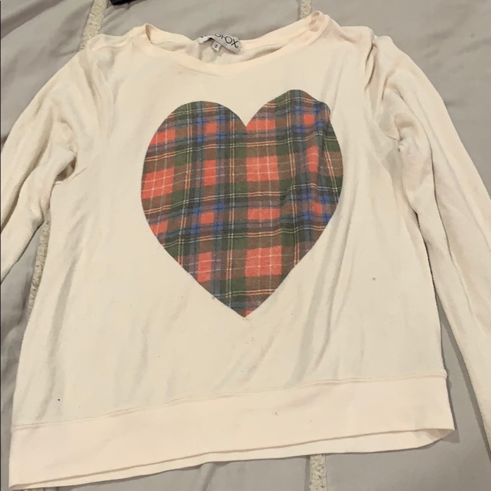 Wildfox long sleeve with plaid heart